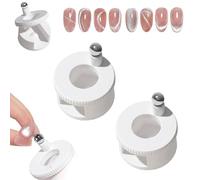 2026 New Rotating Cat Eye Magnet, 360° Rotating Main Body, Beginner Friendly Nail Tool with Uniform Magnetic Force and Excellent Light Absorption, Creating Wide Cat Eye Effect in 2s (2Pcs*White)