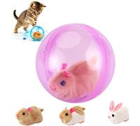 2026 New Self-Rolling Interactive Cat Ball, Realistic Animal Automatic Moving Ball, 360° Rolling Spin Cat Exercise Wheel Alternative, Fun Indoor Interactive Pet Ball for Cats Dogs (Rab, Pink)