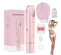 2026 New Shaver + Free Exfoliating Glove, 2-in-1 Razor, Electric Bikini Trimmer & Dual-Head Razor, Wet & Dry Luna Hair Removal, Painless Lady Shaver for Women Legs Face Arm Public Hairs (Pink)