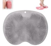 2026 New Silicone Shower Foot Scrubber Mat, Non-Slip Back Washer Massage Pad with Suction Cups, Wall Mounted Exfoliating Bath Wash Cleaner for Men Women (Gray)