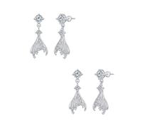 2026 New Silver Needle Fishtail Earrings for Women, Diamond-Studded Studs, Subtle Luxury and Sophistication, Niche Design, Exquisite Earring Gift