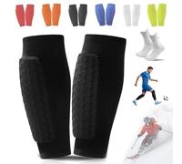 2026 New Ski Shin Guard, Ski Shin Guards Gel, Skis Guards Socks, Shins Defender, Breathable Elastic Honeycomb Pads Gel Guard For Skiing For Boys, Teenagers And Adults (Black,S)