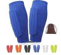2026 NEW Ski Shin Guards, Ski Guard Socks, Shin Pads, Skis Shins Protector, Shins Defender, Breathable Elastic Honeycomb Pads Gel Guard for Skiing for Boys, Teenagers and Adults (Blue,XXL)