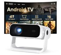 2026 New Smart Projector Built-in Apps, Android 14, Native 1080P 4K Supported WiFi 6 Bluetooth 5.2, 20000 Lumens, Low Fan Noise (<30dB), Home Cinema Projector for iOS/Switch /PS5