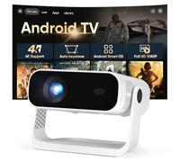 2026 New Smart Projector Built-in Apps, Android 14, Native 1080P 4K Supported WiFi 6 Bluetooth 5.2, 300 ANSI Lumens, Low Fan Noise (<30dB), Home Cinema Projector for iOS/Switch /PS5