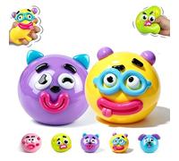 2026 NEW Smushers Squishy, Curiosities Dog Face Swap Squishy Toy, Soft Moldable Cute Slow Rise Squeeze Toy, Relaxing Sensory Fidget Toy Fun Desk Accessory for Adults (Pink+Green) (Purple+yellow)