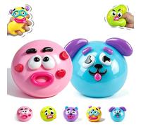 2026 NEW Smushers Squishy, Curiosities Dog Face Swap Squishy Toy, Soft Moldable Cute Slow Rise Squeeze Toy, Relaxing Sensory Fidget Toy Fun Desk Accessory for Adults (Pink+Green) (Pink+blue)