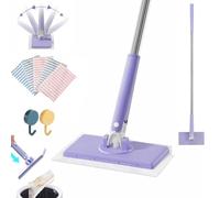 2026 New Snap Grip Mini Mop, Automatic Cloth Changing Mini Mop, 100cm Lazy Mopclip On with 5 Reusable Cloths, No bending, without Touching The Mess, for Floor Wall Bathroom Kitchen (B)