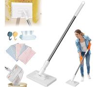 2026 New Snap Grip Mini Mop, Automatic Cloth Changing Mini Mop, 100cm Lazy Mopclip On with 5 Reusable Cloths, No bending, without Touching The Mess, for Floor Wall Bathroom Kitchen (A)