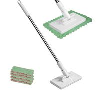 2026 New Snap Grip Mini Mop, Disposable Dust Mop with 10 Reusable Cloths, Lazy Mop Clip On, Hands-Free with Automatic Cloth Changing & 360°Rotating Head, for Floor Wall Bathroom and Kitchen Cleaning
