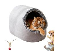 2026 New Soft Plush Cozy Indoor Nest - Self-Warming Anti-Anxiety Cat House, Removable Washable Cushion with Non-Slip Base for Indoor Cats & Small Dogs (D, L)
