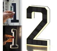 2026 New Solar House Numbers for Outside, 6.7/9 Inch Backlit Illuminated Lighted House Numbers for Outside, IP65 Waterproof LED, Screw Mount or No Drill Adhesive, Dusk to Dawn (2)