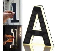 2026 New Solar House Numbers for Outside, 6.7/9 Inch Backlit Illuminated Lighted House Numbers for Outside, IP65 Waterproof LED, Screw Mount or No Drill Adhesive, Dusk to Dawn (A)