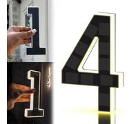 2026 New Solar House Numbers for Outside, 6.7/9 Inch Backlit Illuminated Lighted House Numbers for Outside, IP65 Waterproof LED, Screw Mount or No Drill Adhesive, Dusk to Dawn (4)