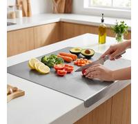 2026 NEW Stainless Steel Cutting Board with Lip, Non-Slip Dishwasher Safe, 304 Food Grade Stainless Steel Countertop Cutting Board for Kitchen Food Prep Meat Vegetables Baking