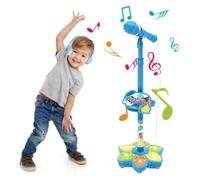 2026 New Star Microphone with Stand, Adjustable Height Karaoke Machine for Kids 3+ Years,Microphone Toy with Music & Light,Portable Karaoke Machine for Singing,Music Play,Fun and Easy-to-Use (Blue)