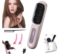 2026 New Styling Brush for Short Hair, Go Brush Pro - Wireless Straightening Brush - Portable & Rechargeable Styling Brush for Travel and Daily Use, Hair-Gentle & Durable Design (Purple)