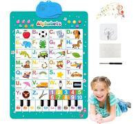 2026 New Talking Wall Chart for Kids, English & Spanish Bilingual Learning Poster with Sounds, Songs, ABCs, Numbers, Animal Words & Piano Toys with Interactive Touch Buttons,for Toddler Learn (GREEN)