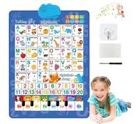 2026 New Talking Wall Chart for Kids, English & Spanish Bilingual Learning Poster with Sounds, Songs, ABCs, Numbers, Animal Words & Piano Toys with Interactive Touch Buttons,for Toddler Learn (BLUE)
