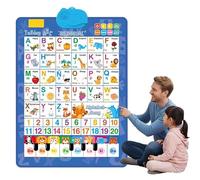 2026 New Talking Wall Chart for Kids,English & Spanish Learning Poster with Songs, ABCs, Numbers, Animal words & Piano, Electronic Alphabet Wall Chart, Interactive Educational Toy (Style A)