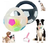 2026 New The Dog Calming Ball with Handle, Interactive Football Dog Toy with a Squeaking Sound, Rubber,Interactive Ball for Dogs Playing, Training & Outdoor Games,for Medium Large Breeds (A+B)