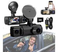 2026 New Three Lens Driving Recorder, Wireless Car Camera Dash Cam Cordless, High-Definition 1080p 3 Lens Car Dvr Dash Cam With Night Vision, Motion Detection Monitor (Dual-camer Memory card)