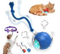 2026 New Tiny Fetch Dog Toy, Tinyfetch Interactive Fast Moving Toys Balls with Birdsong, 360° Smart Automatic Rolling Electric Dog Ball Toy with Rope for Dogs and Cat Indoor Play (Blue)