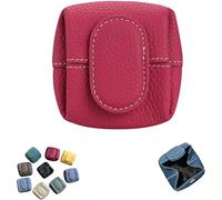 2026 New Top-Grain Cowhide Mini Coin Purse with Lychee Texture, Women's Multifunctional Key Pouch, Zippered Key Ring, Solid Color Portable Storage, Suitable for Daily Commuting and Travel