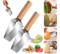 2026 New Triangle Watermelon Cutter, Stainless Steel Watermelon Cutter Slicer Tool, Multifunctional Fruit Slicer with Wooden Handle, Quick Melon Slicing Tool for Home Kitchen Camping Picnic (2)