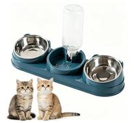 2026 New Triple Cat Bowls, 3 in 1 Pet Feeder Cats Dish, Pet Food Water Bowl with Automatic Water Bottle, Raised Cat Dish Food Water Bowls Set for Indoor Daily Use Rabbit Kitten Bunny Puppy