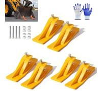 2026 New Upgraded Tractor Bucket Protector, 4.5” Wide Skid Edge Protector, Skid Steer Attachments with 10mm Steel & Anti-Skid Dual Bolt Lock, Snow Bucket Attachments with Dual(Yellow,6-piece Set)