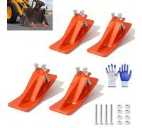 2026 New Upgraded Tractor Bucket Protector, 4.5” Wide Skid Edge Protector, Skid Steer Attachments with 10mm Steel & Anti-Skid Dual Bolt Lock, Snow Bucket Attachments with Dual(Orange,4-piece Set)