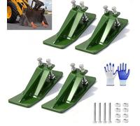 2026 New Upgraded Tractor Bucket Protector, 4.5” Wide Skid Edge Protector, Skid Steer Attachments with 10mm Steel & Anti-Skid Dual Bolt Lock, Snow Bucket Attachments with Dual(Green,4-piece Set)