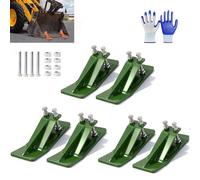 2026 New Upgraded Tractor Bucket Protector, 4.5” Wide Skid Edge Protector, Skid Steer Attachments with 10mm Steel & Anti-Skid Dual Bolt Lock, Snow Bucket Attachments with Dual(Green,6-piece Set)