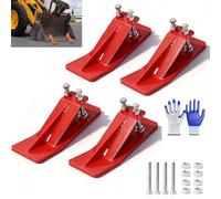 2026 New Upgraded Tractor Bucket Protector, 4.5” Wide Skid Edge Protector, Skid Steer Attachments with 10mm Steel & Anti-Skid Dual Bolt Lock, Snow Bucket Attachments with Dual(Red,4-piece Set)
