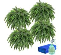 2026 New UV Resistant Lifelike Artificial Boston Fern, Artificial Boston Fern Bush, Large Faux Ferns/ Porch Plants Outdoor, Artificial Plants For Decoraction Garden Window Outside Decor (88leaves,4pc)