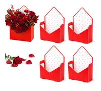 2026 New Valentine Envelope Gift Boxes, 4/6 Pcs Large Premium Paper Folding Bouquet Box, For Floral Arrangements, Candy, Packaging, Mother's Day Decor(A-4pcs)