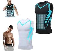 2026 New Version Ionic Shaping Sleeveless Shirt - Tourmaline Posture Corrector Vest for Men, Body Shaper Vest, Muscle Memory Support Straightener for Men Build a Toned Body (Black+White, XL)