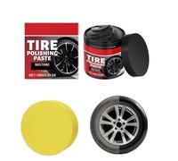 2026 New Wheel Shine Balm with Sponge Applicator, Tire Polishing Paste,100g, Long-Lasting No-Rinse Tire Dressing, Restores Deep Black Gloss&Prevents Aging,Tire Protectant for Cars,SUVs,Trucks (1pcs)