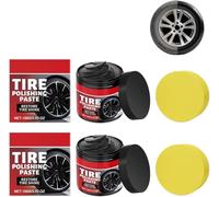 2026 New Wheel Shine Balm with Sponge Applicator, Tire Polishing Paste, Long-Lasting No-Rinse Tire Dressing, Restores Deep Black Gloss & Prevents Aging, Tire Protectant for Cars, SUVs, Trucks (2Pcs)
