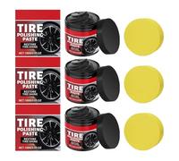 2026 New Wheel Shine Balm with Sponge Applicator, Tire Polishing Paste, Long-Lasting No-Rinse Tire Dressing, Restores Deep Black Gloss & Prevents Aging, Tire Protectant for Cars, SUVs, Trucks (3Pcs)