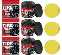 2026 New Wheel Shine Balm with Sponge Applicator,Tire Polishing Paste,Long-Lasting No-Rinse Tire Protectant,Fast-Drying,Restores Deep Black Gloss & Prevents Aging,for Car,SUV,Truck (3 pcs)
