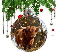 2026 New Wildlife Wonders Collection Crystal Glass Ornament, Handcrafted Vivid 3D Animal Christmas Glass Bauble Decoration, for Christmas Tree, Home Décor, Holiday Keepsake (Highland Cow)