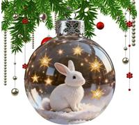 2026 New Wildlife Wonders Collection Crystal Glass Ornament, Handcrafted Vivid 3D Animal Christmas Glass Bauble Decoration, for Christmas Tree, Home Décor, Holiday Keepsake (Snow Bunny)