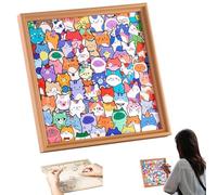 2026 New Wooden Cat Puzzle,Puzzles/Drawing/Assembly All In One, Wood Cats Coloring Puzzles Frame, DIY Creative Colored Catshaped Wooden Cat Jigsaw Puzzle with Marker Pen, Gift for Cats Lover(No pen)