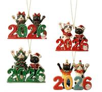 2026 New Year Cat Ornament, Happy New Year Acrylic Hanging Decoration with Colorful Cat Design, 2026 Themed Flat Pendant for Christmas Tree, Home, Party & Gift (10x8cm, 3.94x3.15in)