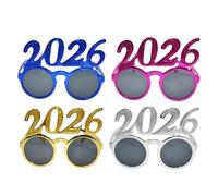 2026 New Year Glasses | 4 Pieces Glasses Accessories with Fun and Bright Decoration - 3D Structural Design Decorative Glasses 2026 - For Kids Adults Office New Year Photography