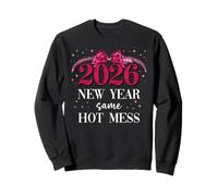 2026 New Year Same Hot Mess Mom Pink Bow Happy New Year 2026 Sweatshirt