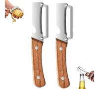 2026 New Zero Flex Blade Peeler, 2-in-1 Premium Vegetable Peeler with Wooden Handle and Bottle Opener, Multi-Function Stainless Steel Thickened Fruit Peeler Knife, Fruit Potato Papaya (2 Pcs)