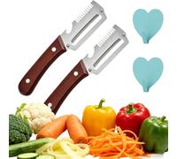 2026 New Zero Snag Wood Peeler, 3 in 1 Multifunctional Vegetable Peelers Stainless Steel, Peeler with Wood Handle, Julienne Peelers for Potato Pumpkin Fruit Vegetables (2PC)